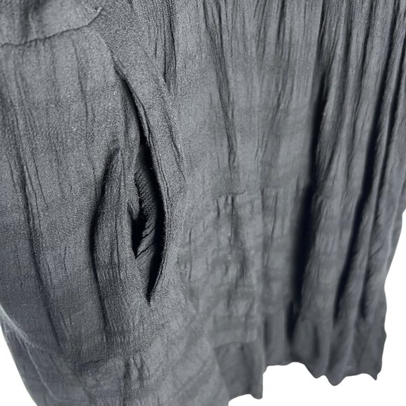 Amadi Rossi Ruffled Long Sleeve V-Neck Tunic Dress Black Size Petite L CD-6770 - Picture 5 of 11